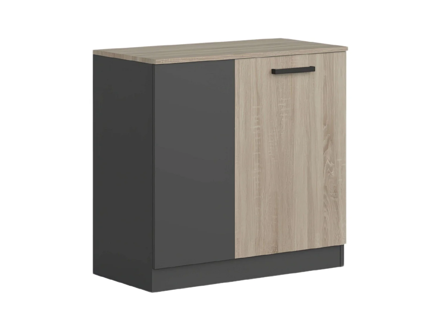 Armoire d'appoint de bureau Blacky avec 2 portes et étagères, chêne Sonoma gris, 80x78x40 cm