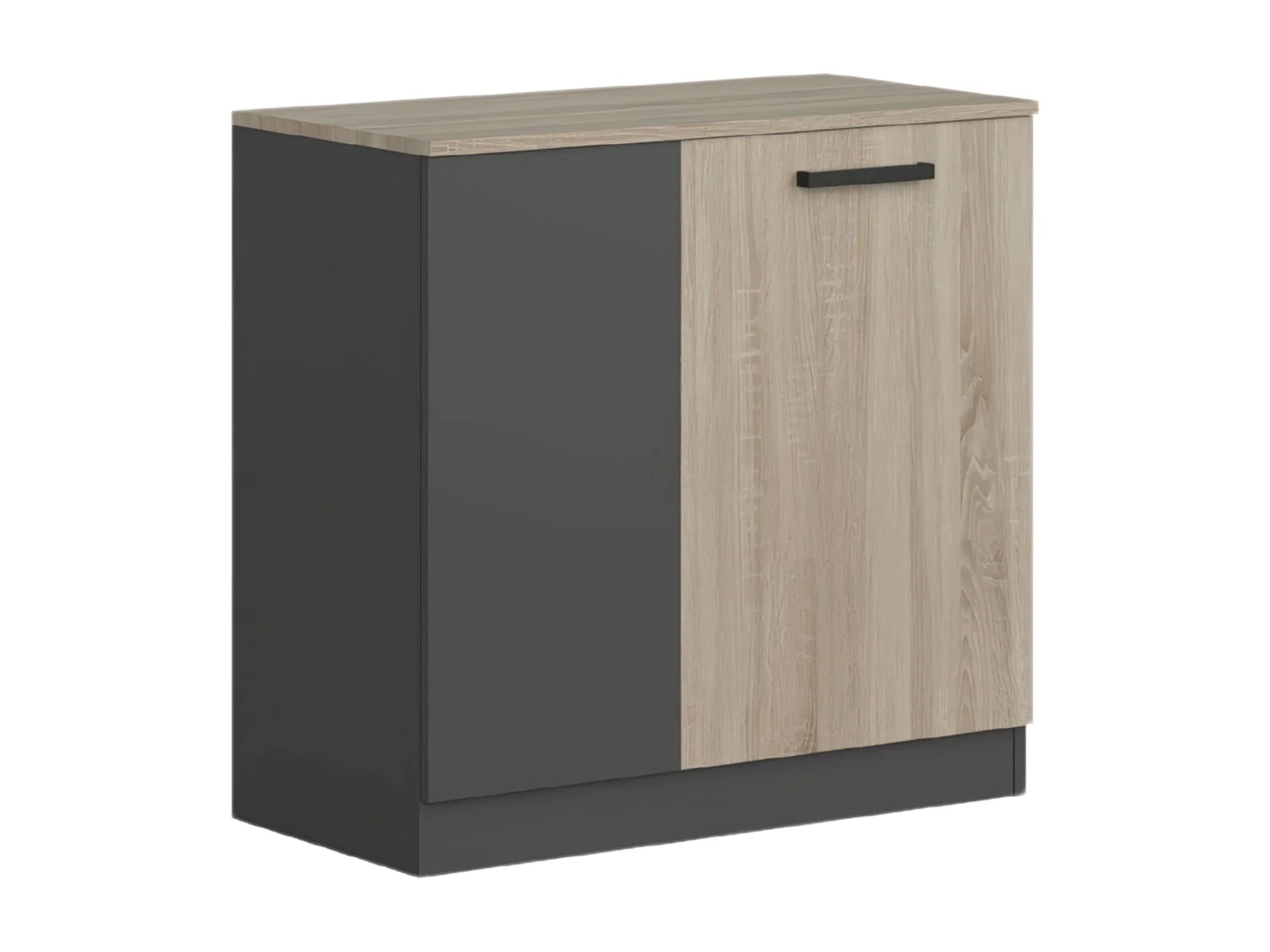 Armário auxiliar de escritório Blacky com 2 portas e prateleiras, carvalho Sonoma cinza, 80x78x40 cm