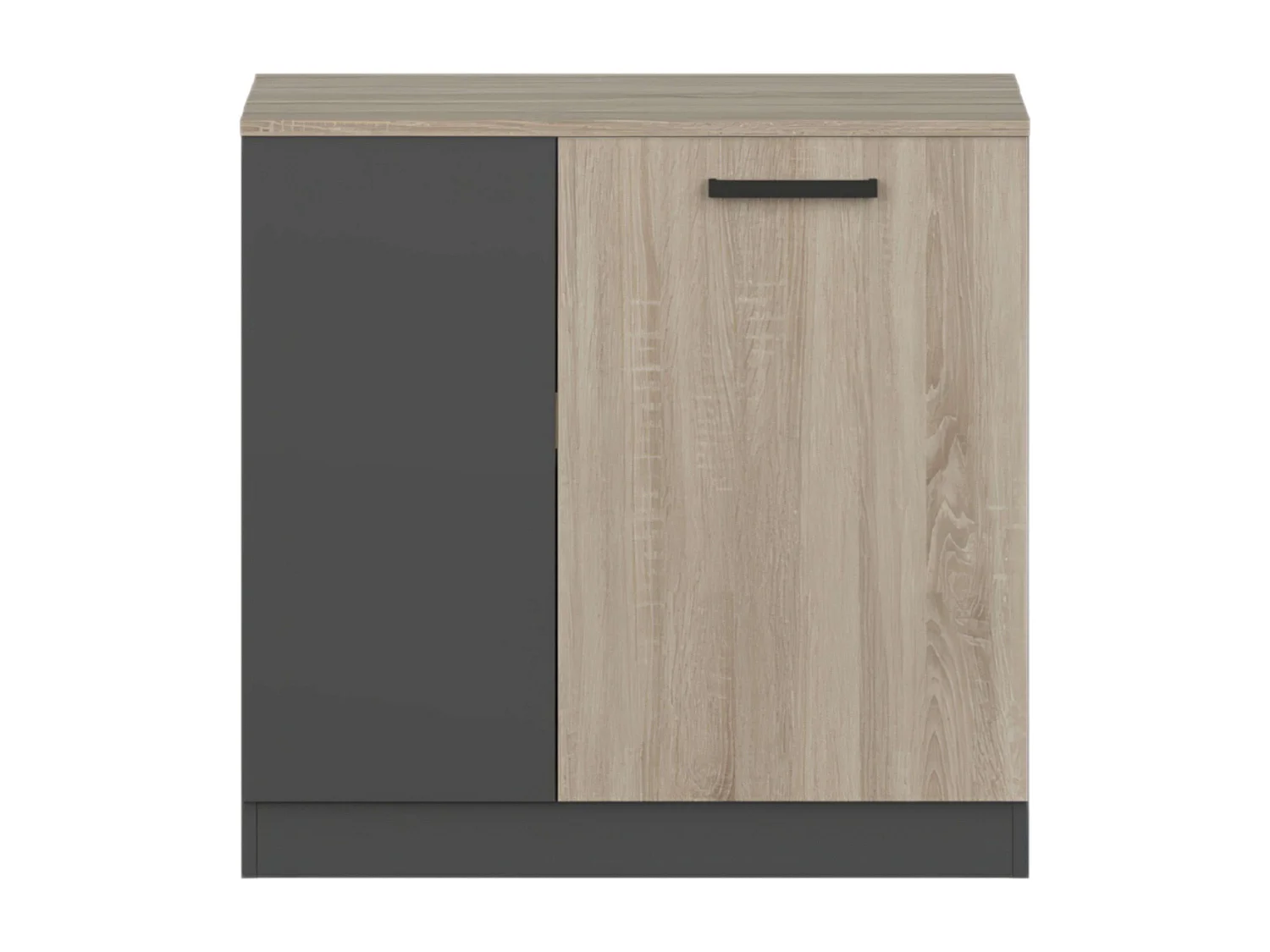 Armário auxiliar de escritório Blacky com 2 portas e prateleiras, carvalho Sonoma cinza, 80x78x40 cm