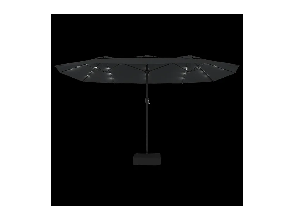 Parasol de jardin-Parasol à double tête avec LED anthracite 449x265 cm