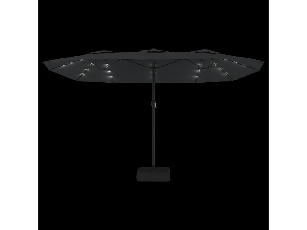 Parasol de jardin-Parasol à double tête avec LED anthracite 449x265 cm