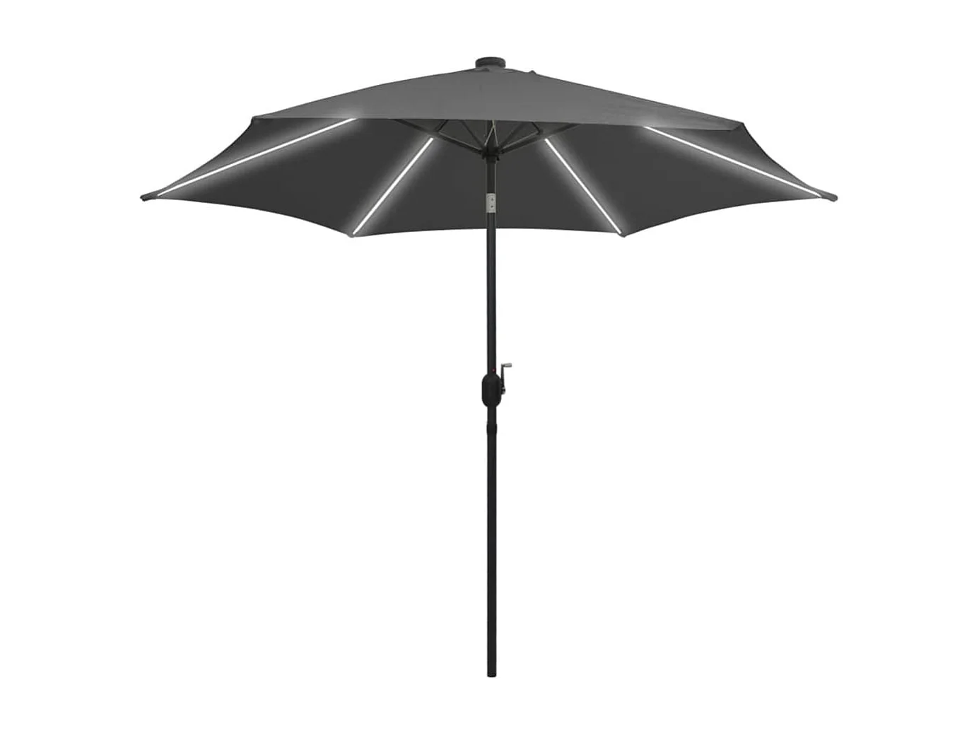 Parasol de jardin-Parasol d'extérieur et lumières LED mât en aluminium anthracite