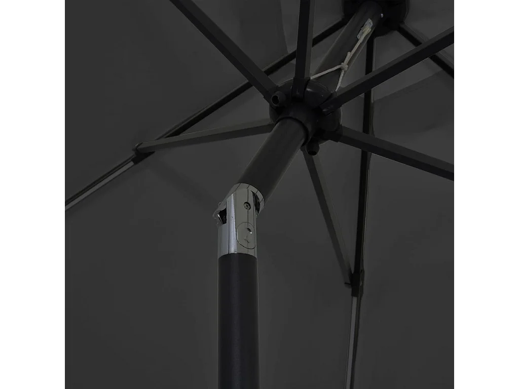 Parasol de jardin-Parasol d'extérieur et lumières LED mât en aluminium anthracite