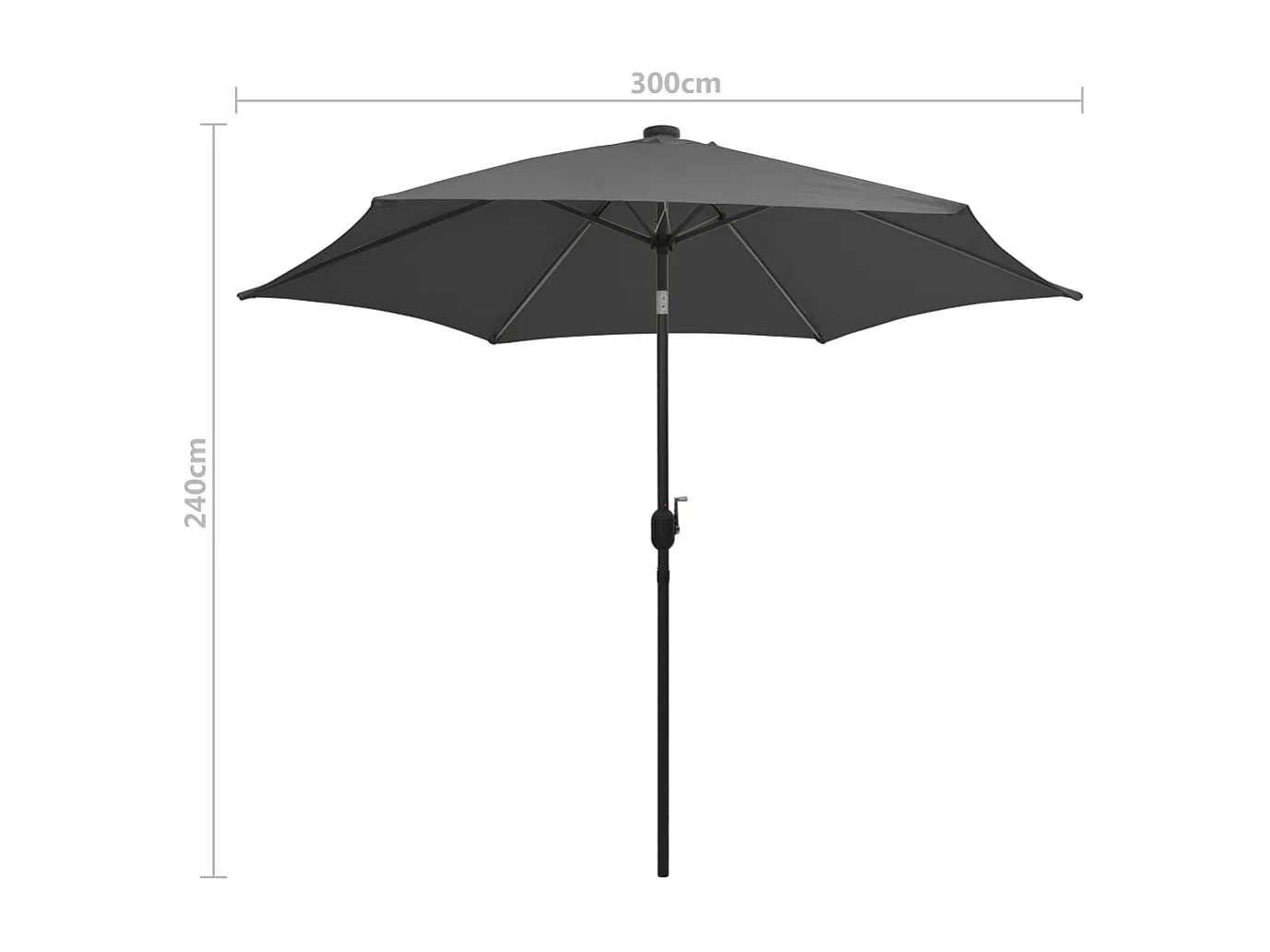 Parasol de jardin-Parasol d'extérieur et lumières LED mât en aluminium anthracite