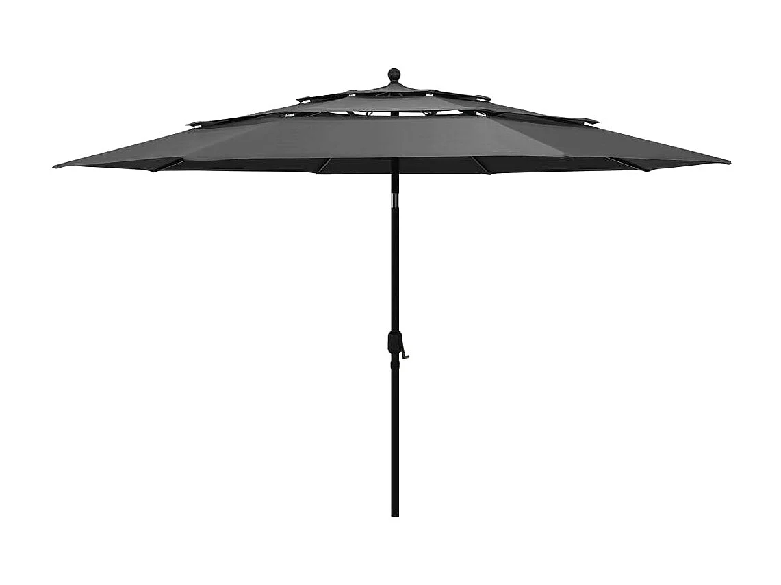Parasol de jardin-Parasol à 3 niveaux  avec mât en aluminium anthracite