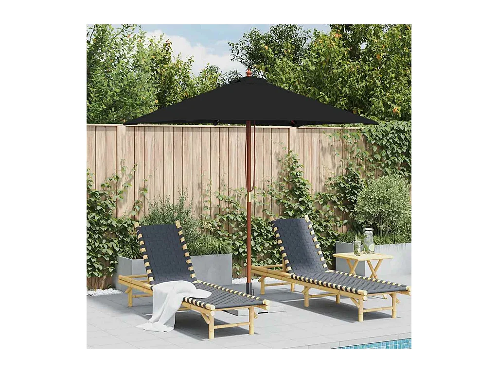 Parasol de jardin-Parasol d'extérieur avec mât en bois noir 150x200 cm