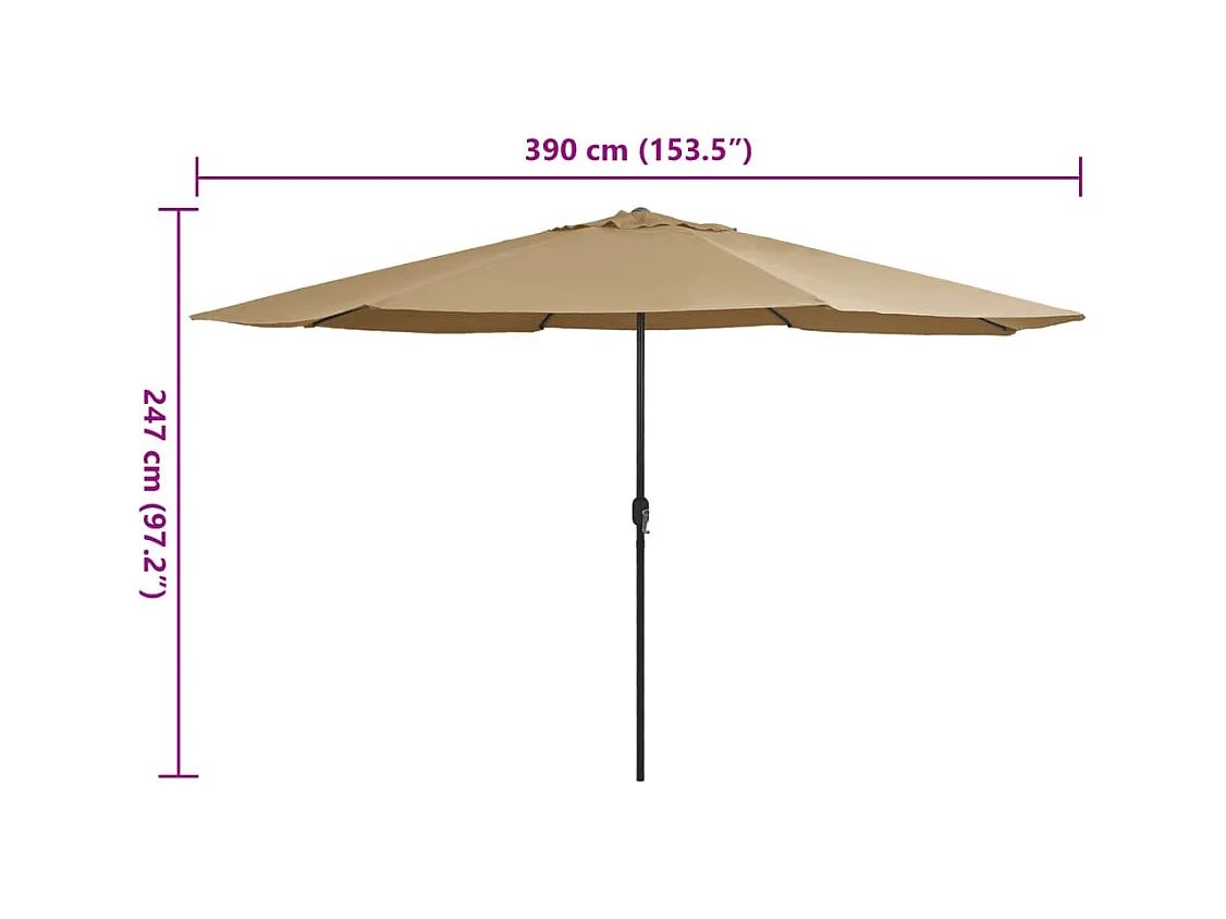 Parasol de jardin-Parasol d'extérieur avec mât en métal 390 cm taupe