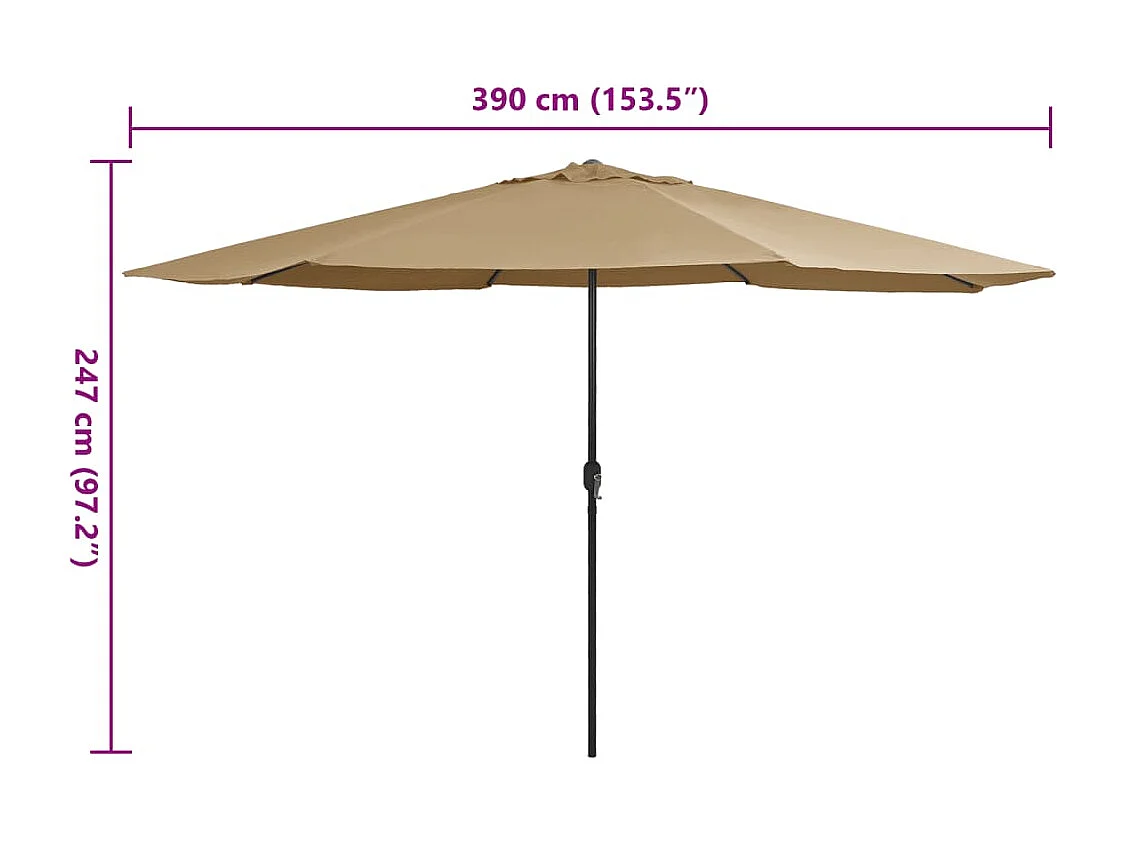Parasol de jardin-Parasol d'extérieur avec mât en métal 390 cm taupe
