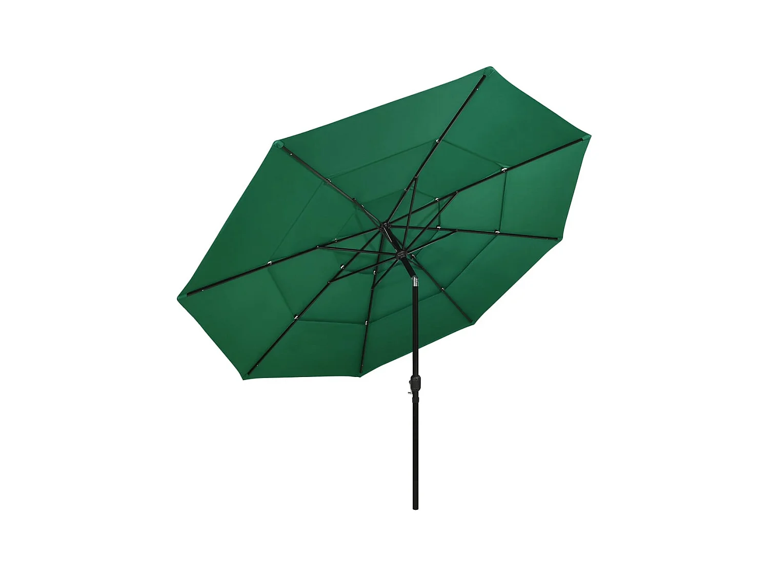 Parasol de jardin-Parasol à 3 niveaux  avec mât en aluminium vert 3,5 m