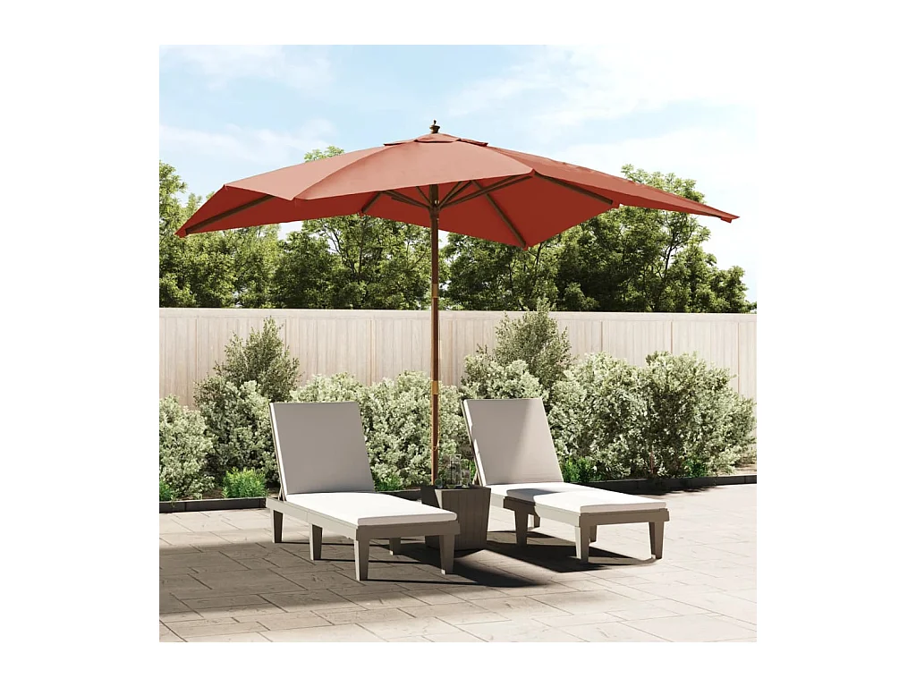 Parasol de jardin-Parasol d'extérieur avec mât en bois terre cuite 300x300x273 cm