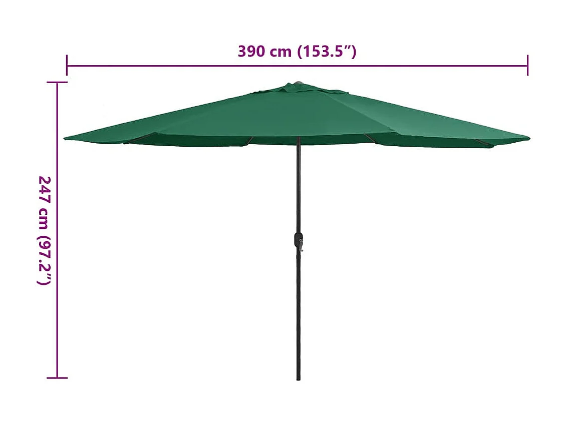 Parasol de jardin-Parasol d'extérieur avec mât en métal 390 cm vert