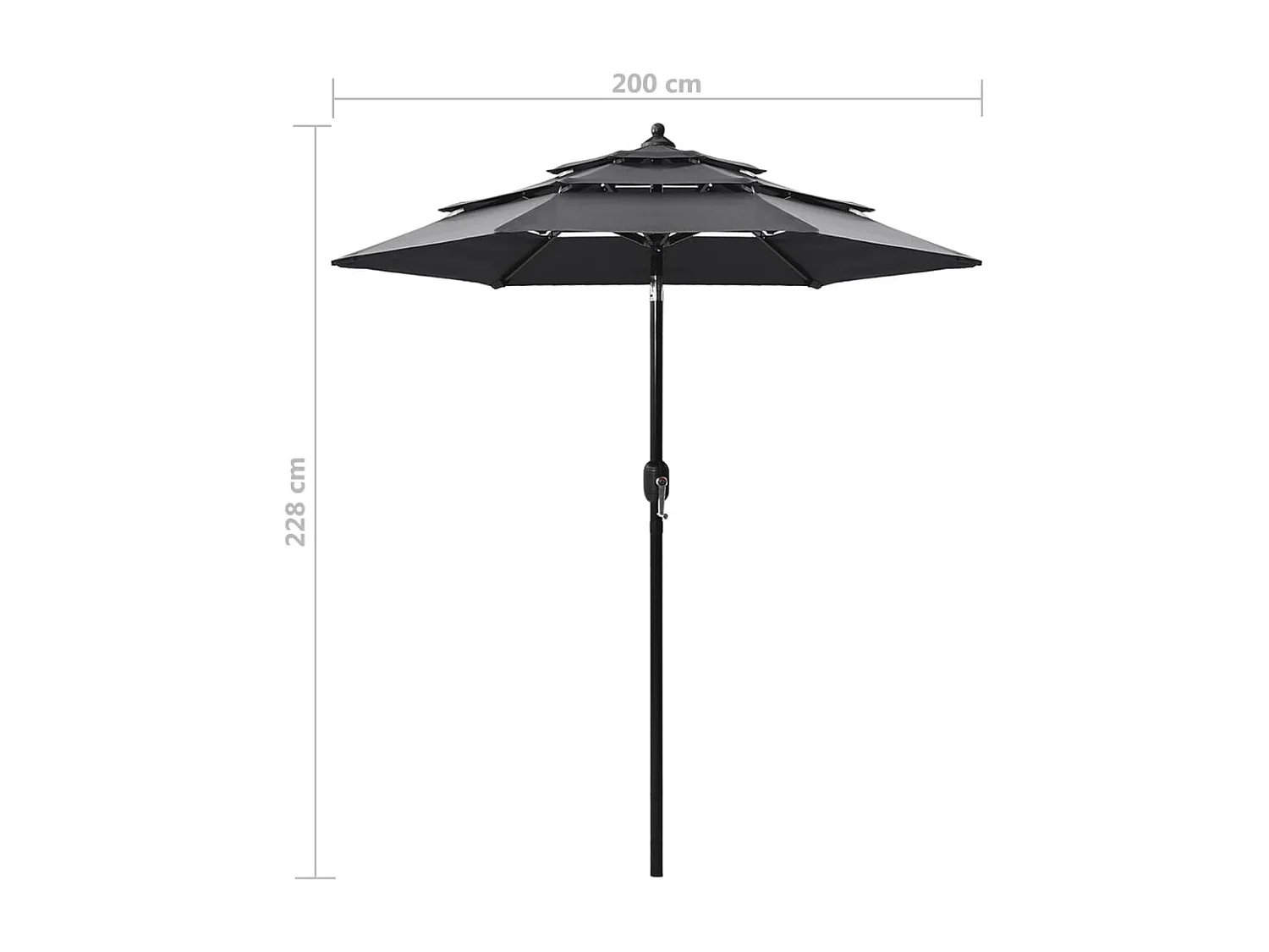 Parasol de jardin-Parasol à 3 niveaux  avec mât en aluminium anthracite