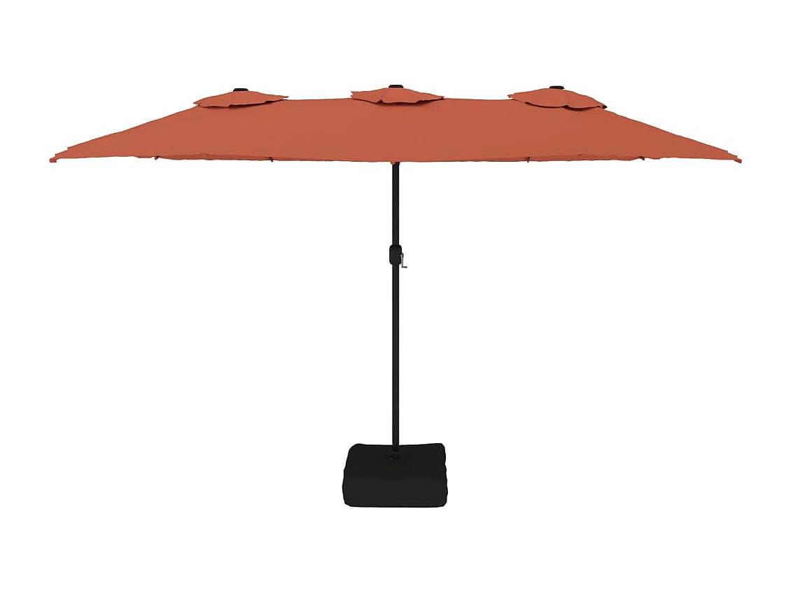 Parasol de jardin-Parasol à double tête avec LED terre cuite 449x265 cm