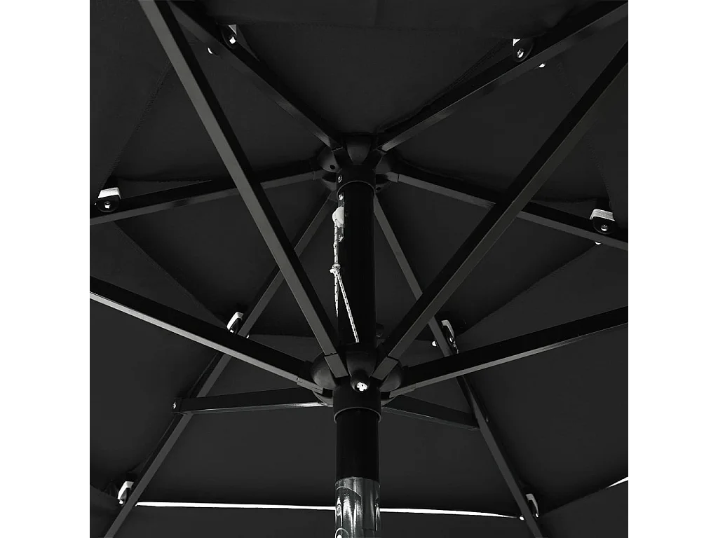 Parasol de jardin-Parasol à 3 niveaux  avec mât en aluminium noir