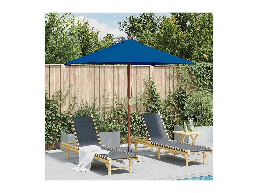 Parasol de jardin-Parasol d'extérieur avec mât en bois bleu 150x200 cm