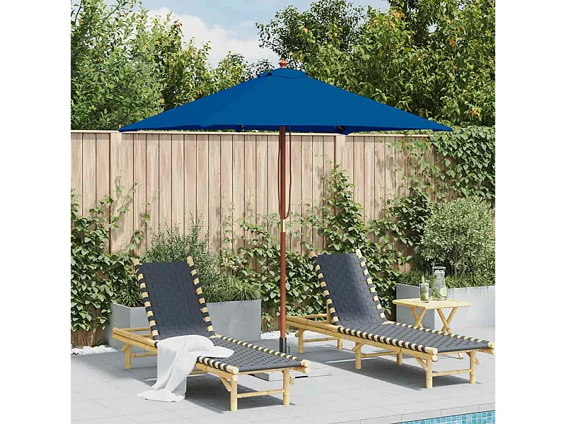 Parasol de jardin-Parasol d'extérieur avec mât en bois bleu 150x200 cm