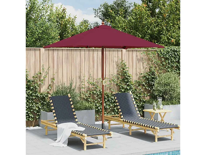 Parasol d'extérieur | Parasol de jardin avec mât en bois 150x200 cm rouge bordeaux