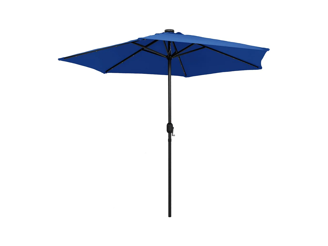 Parasol de jardin-Parasol d'extérieur et lumières LED mât en aluminium bleu azuré