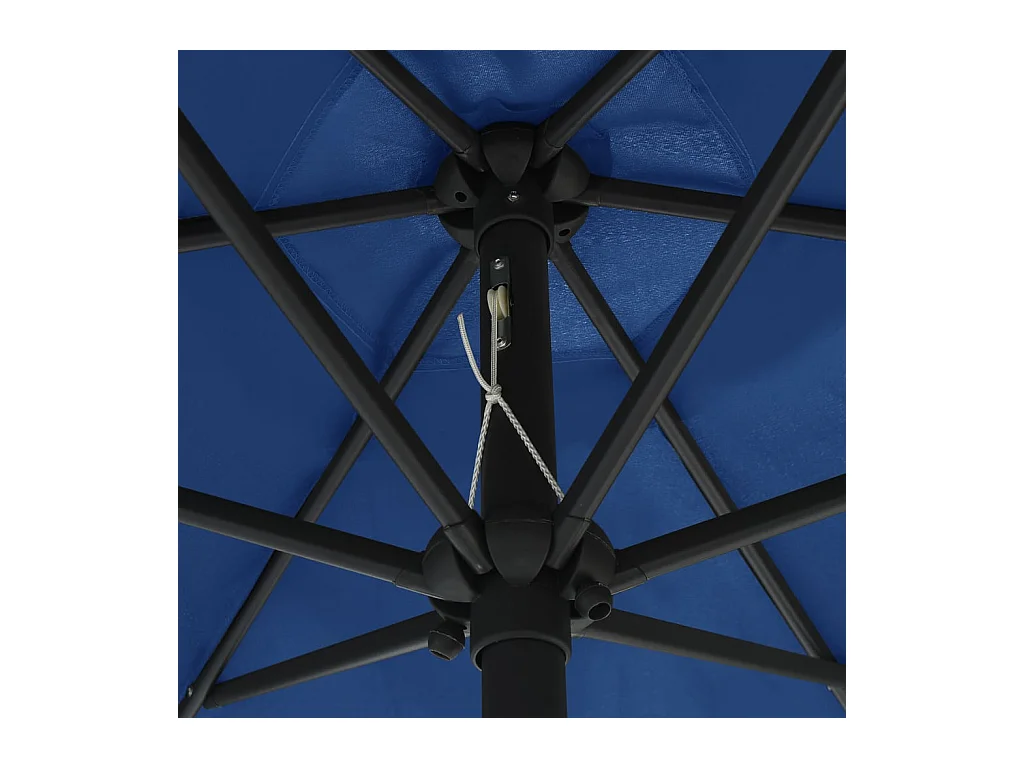 Parasol de jardin-Parasol d'extérieur et lumières LED mât en aluminium bleu azuré