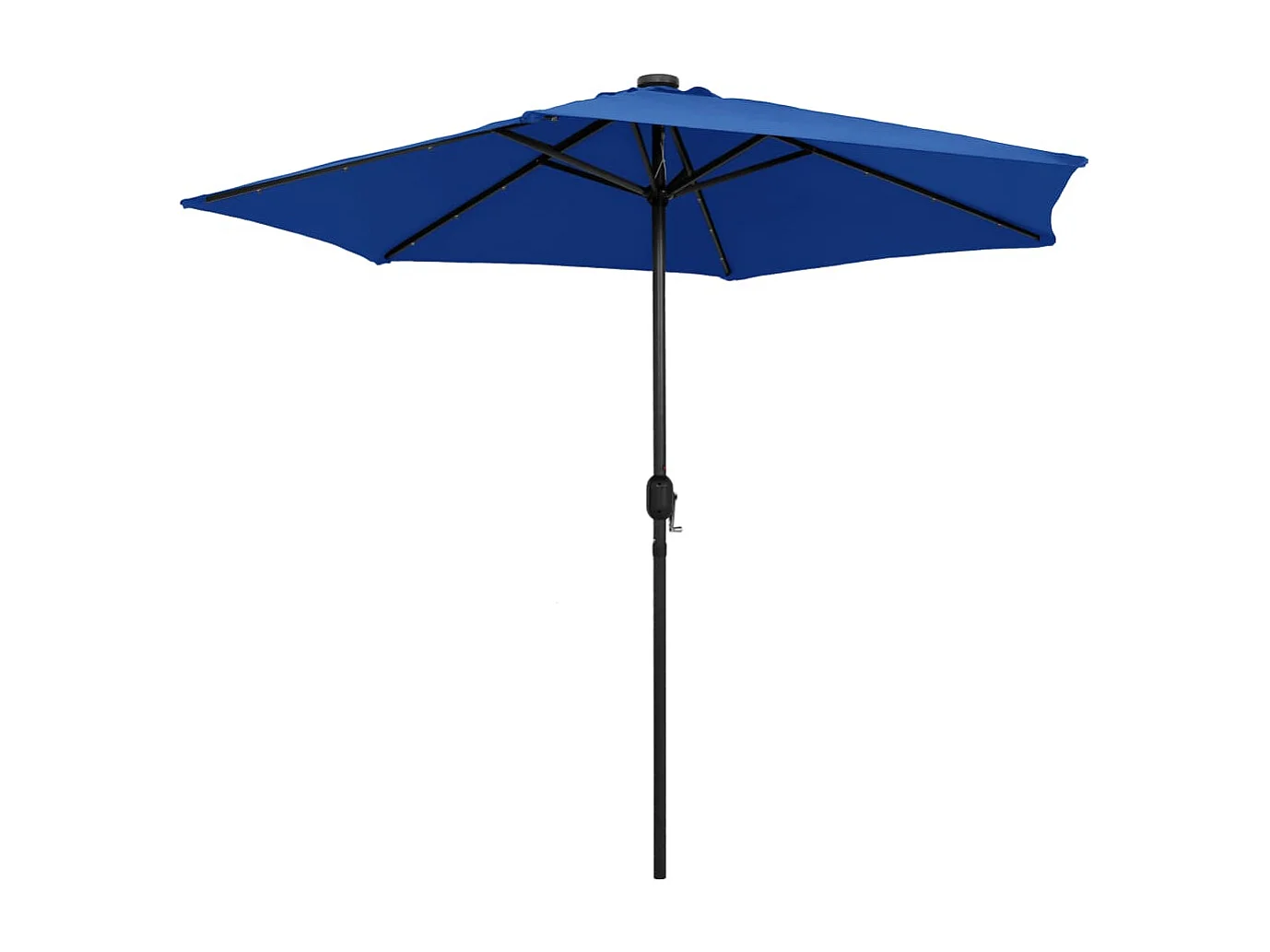Parasol de jardin-Parasol d'extérieur et lumières LED mât en aluminium bleu azuré