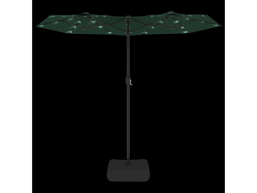 Parasol de jardin-Parasol à double tête avec LED vert 316x145 cm