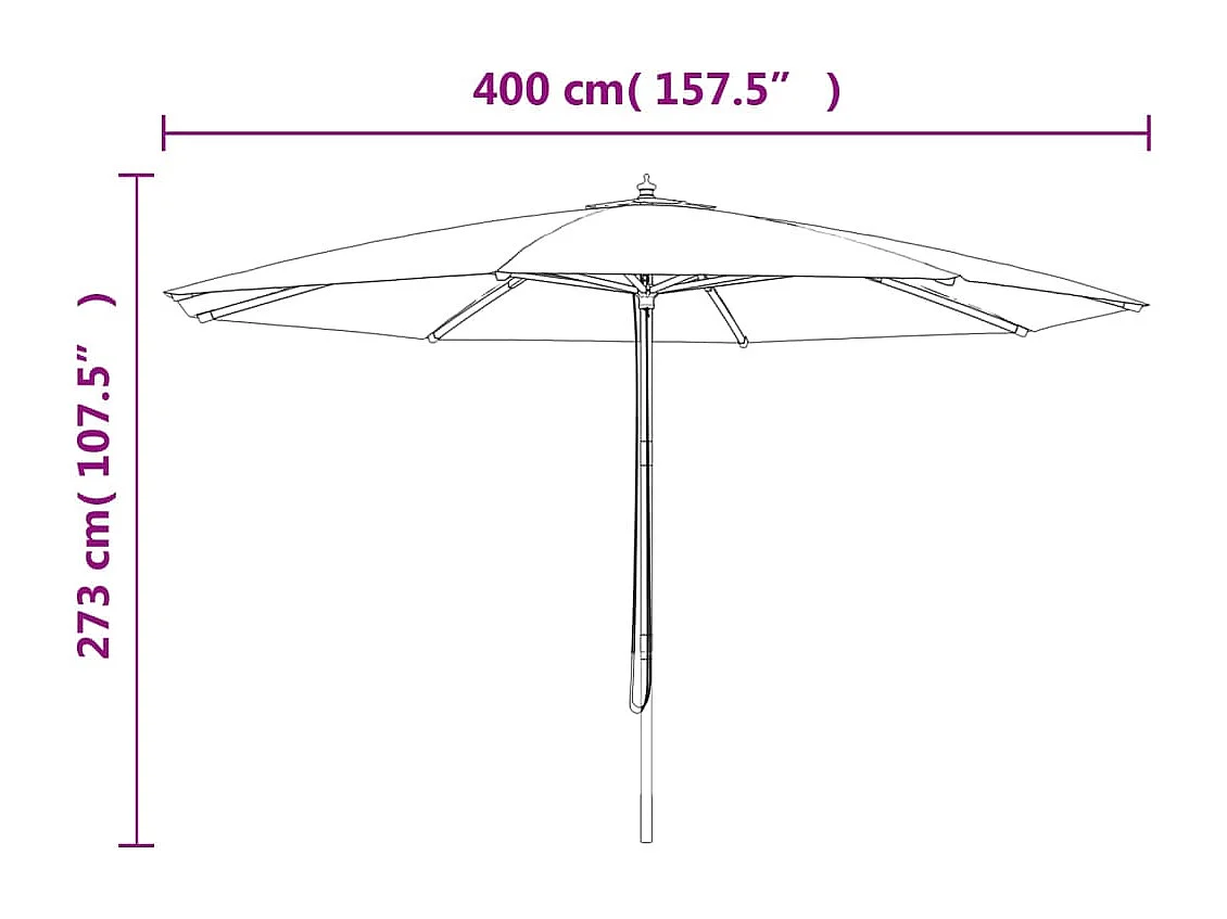 Parasol de jardin-Parasol d'extérieur avec mât en bois anthracite 400x273 cm