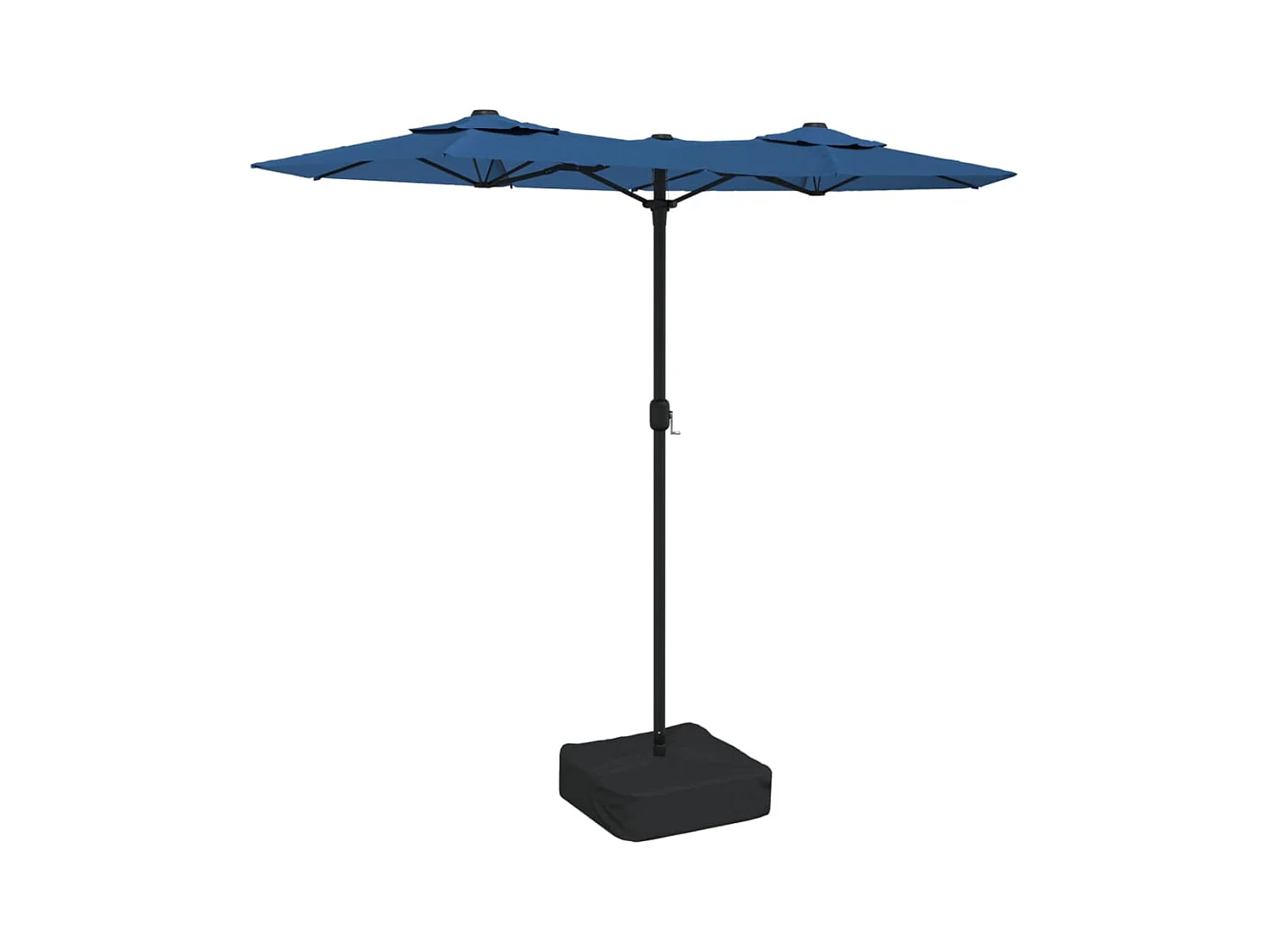 Parasol de jardin-Parasol à double tête avec LED bleu azuré 316x145 cm
