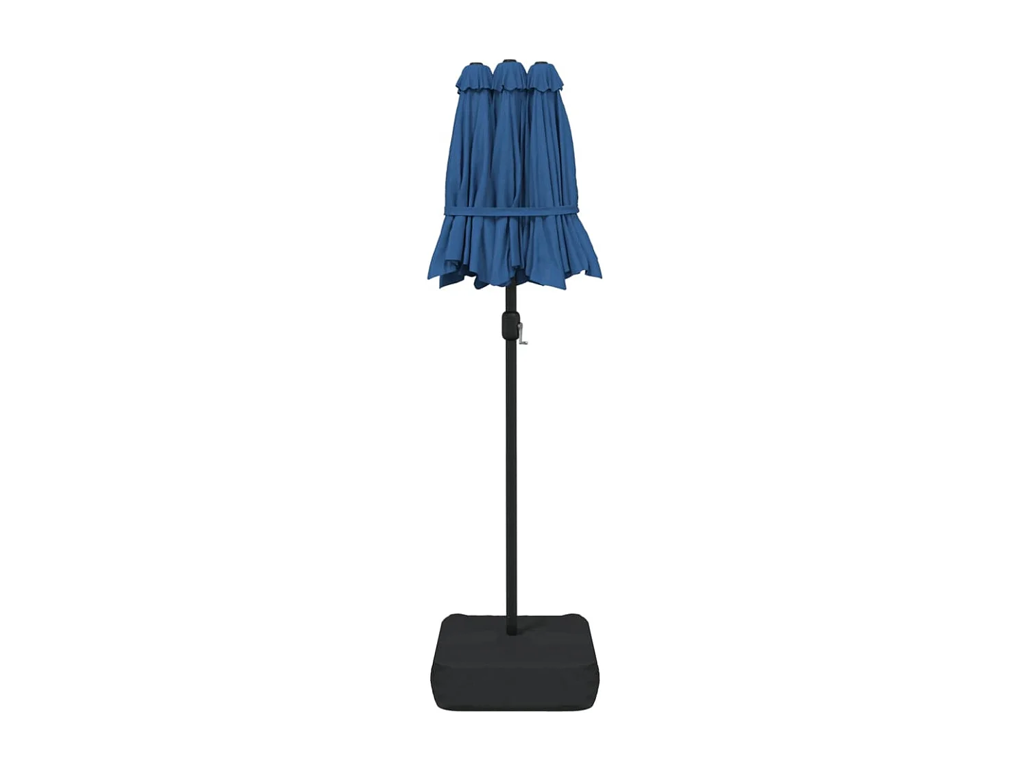 Parasol de jardin-Parasol à double tête avec LED bleu azuré 316x145 cm