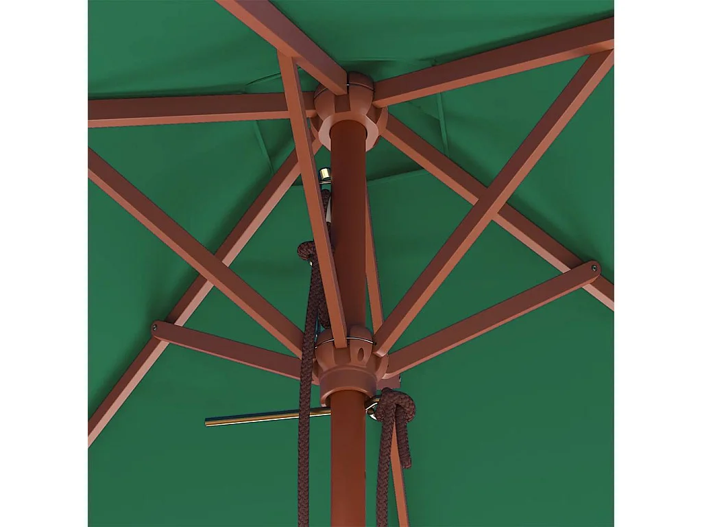 Parasol d'extérieur | Parasol de jardin avec mât en bois 150x200 cm vert