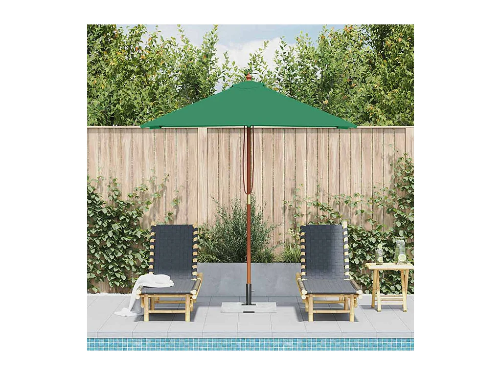 Parasol d'extérieur | Parasol de jardin avec mât en bois 150x200 cm vert