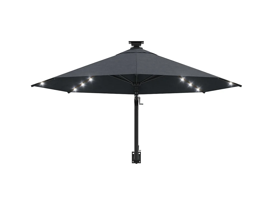 Parasol mural | Parasol flottant de jardin avec LED 300 cm anthracite