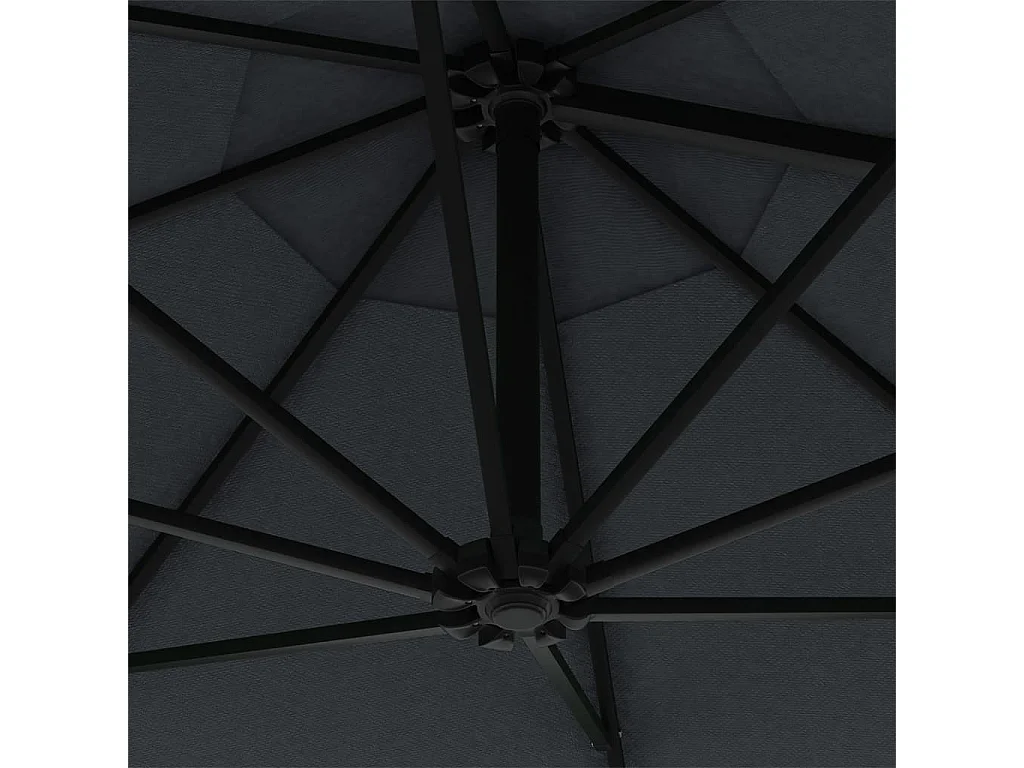 Parasol mural | Parasol flottant de jardin avec LED 300 cm anthracite
