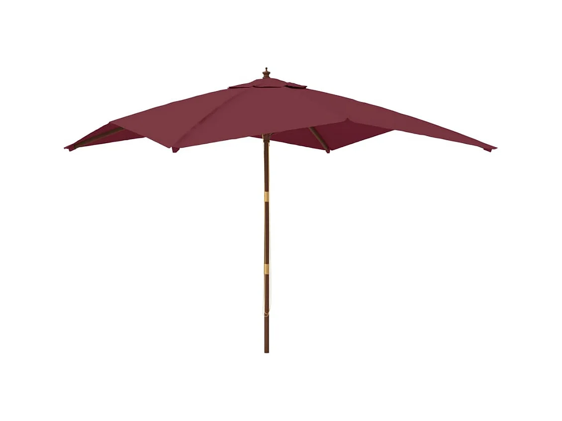 Parasol de jardin-Parasol d'extérieur avec mât en bois rouge bordeaux 300x300x273cm