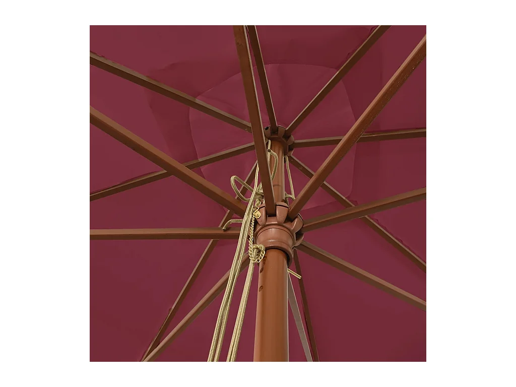 Parasol de jardin-Parasol d'extérieur avec mât en bois rouge bordeaux 300x300x273cm