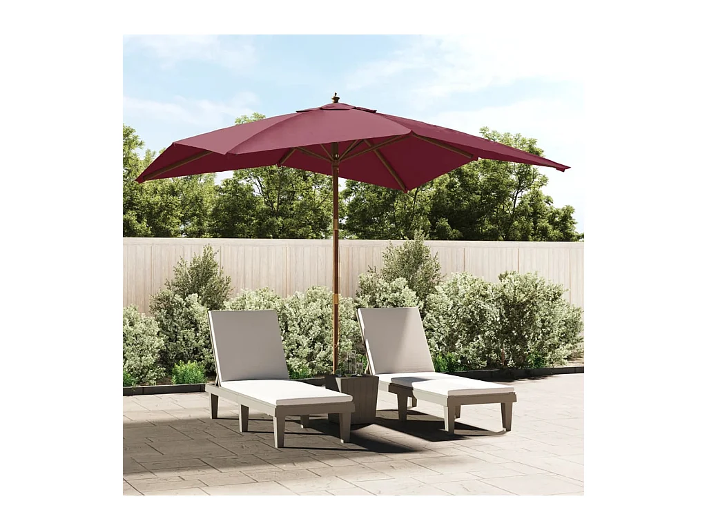 Parasol de jardin-Parasol d'extérieur avec mât en bois rouge bordeaux 300x300x273cm