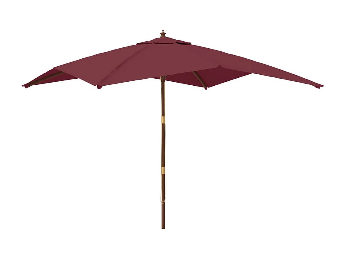 Parasol de jardin-Parasol d'extérieur avec mât en bois rouge bordeaux 300x300x273cm