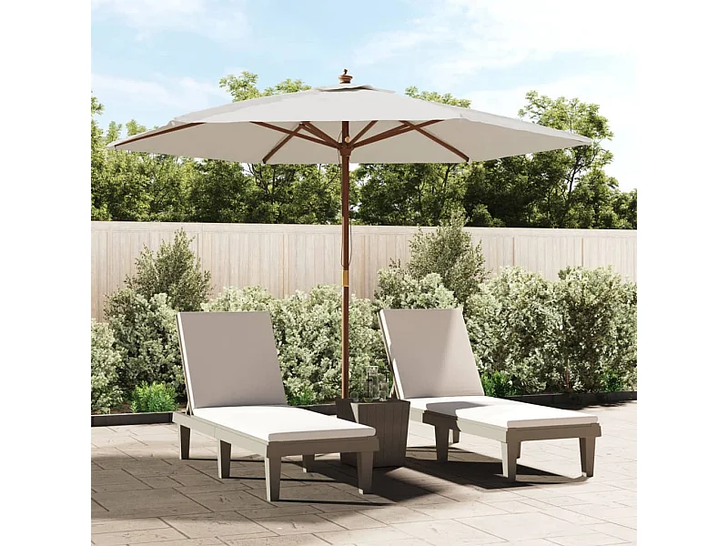 Parasol de jardin-Parasol d'extérieur avec mât en bois sable 299x240 cm