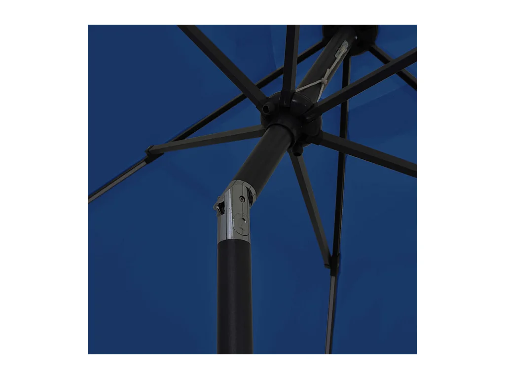 Parasol de jardin-Parasol d'extérieur et lumières LED mât en aluminium bleu azuré