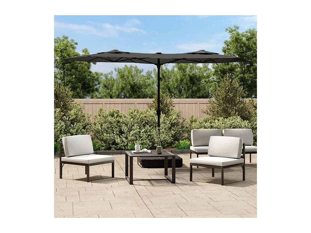 Parasol de jardin-Parasol à double tête avec LED anthracite 316x145 cm