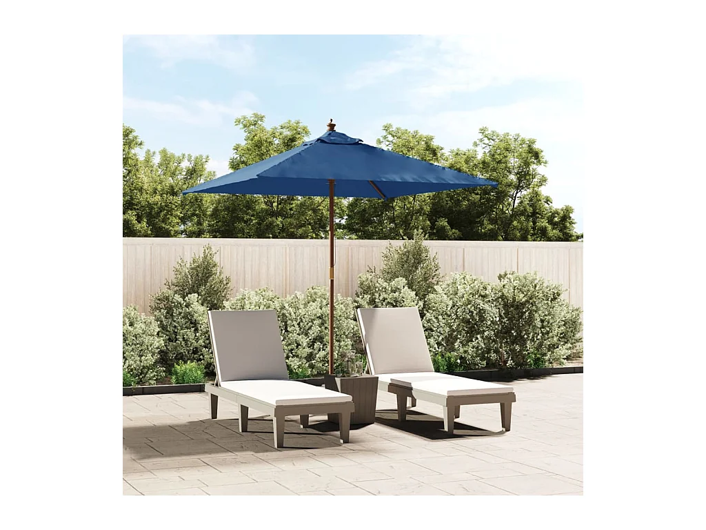 Parasol de jardin-Parasol d'extérieur avec mât en bois bleu azuré 198x198x231 cm