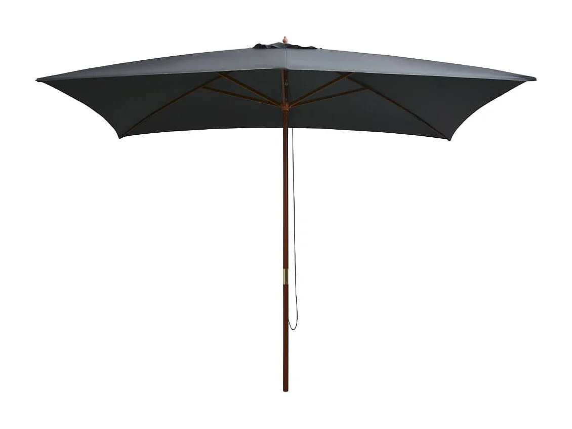Parasol d'extérieur | Parasol de jardin avec mât en bois 200x300 cm anthracite