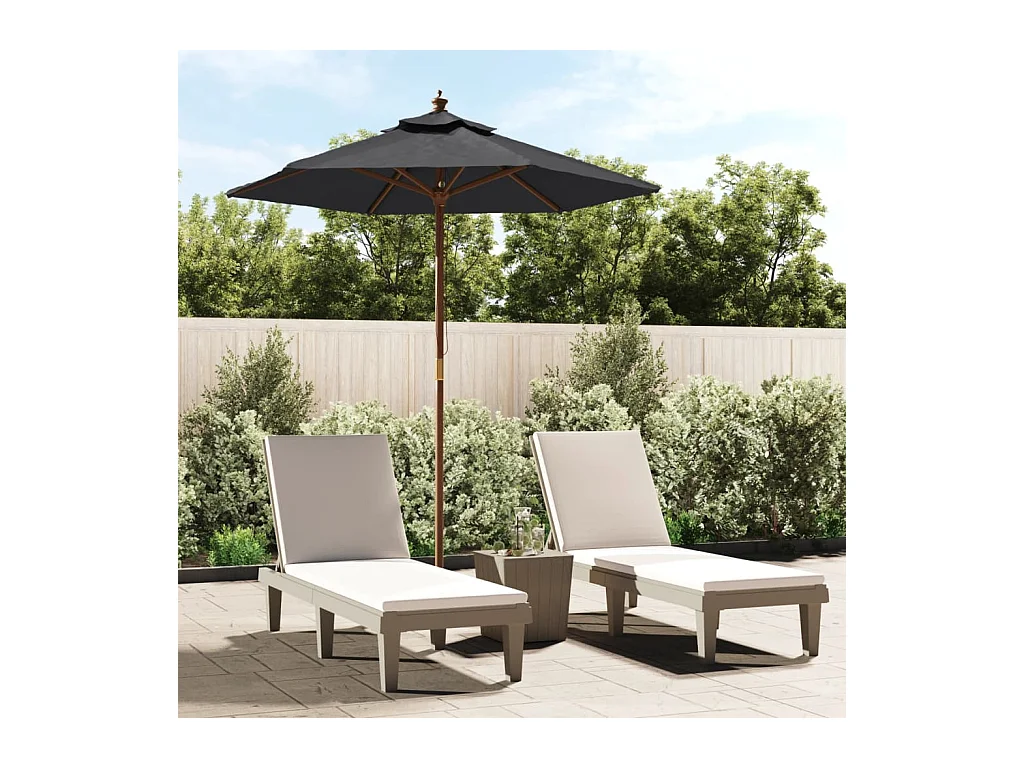 Parasol de jardin-Parasol d'extérieur avec mât en bois noir 196x231 cm