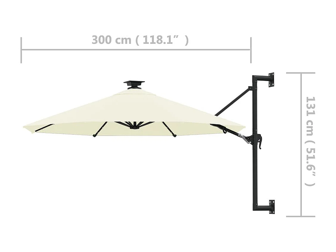 Parasol mural | Parasol flottant de jardin avec LED 300 cm sable