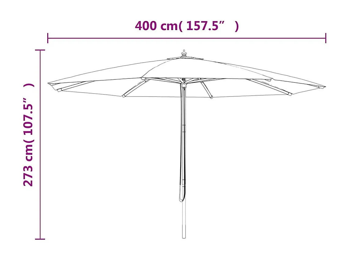 Parasol de jardin-Parasol d'extérieur avec mât en bois rouge bordeaux 400x273 cm