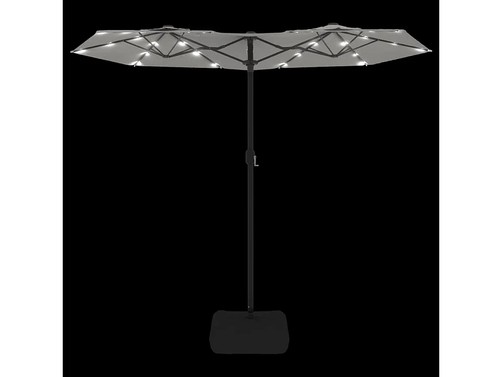 Parasol de jardin-Parasol à double tête avec LED blanc sable 316x145 cm