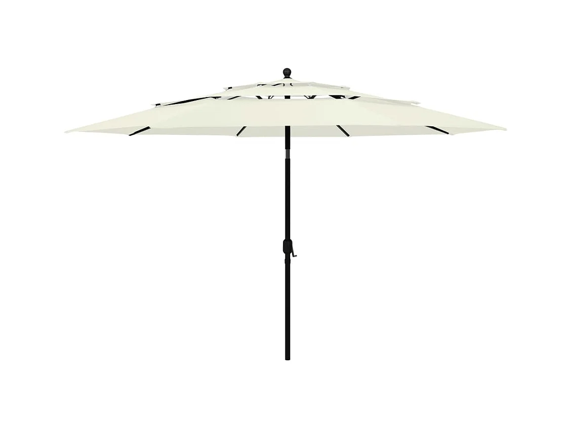 Parasol de jardin-Parasol à 3 niveaux  avec mât en aluminium sable 3,5 m
