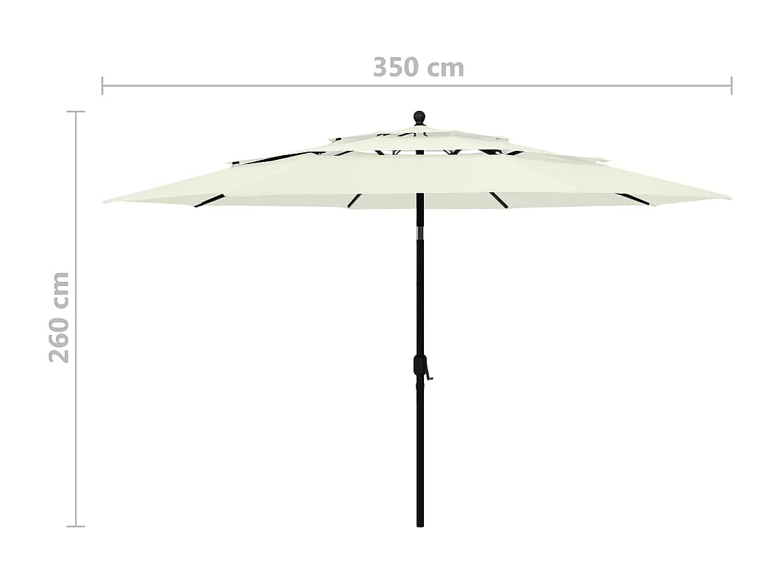 Parasol de jardin-Parasol à 3 niveaux  avec mât en aluminium sable 3,5 m