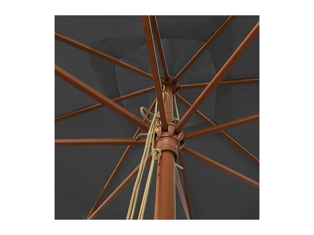 Parasol de jardin-Parasol d'extérieur avec mât en bois anthracite 300x300x273 cm