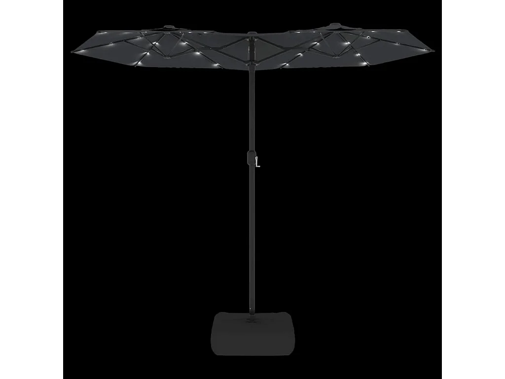 Parasol de jardin-Parasol à double tête avec LED noir 316x145 cm