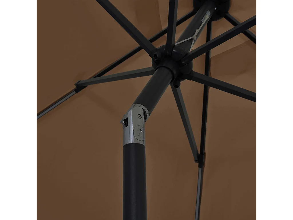 Parasol de jardin-Parasol d'extérieur avec lumières LED et mât en aluminium taupe
